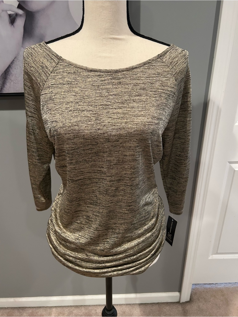 Women’s Metallic Heathered Boatneck Top - Gold